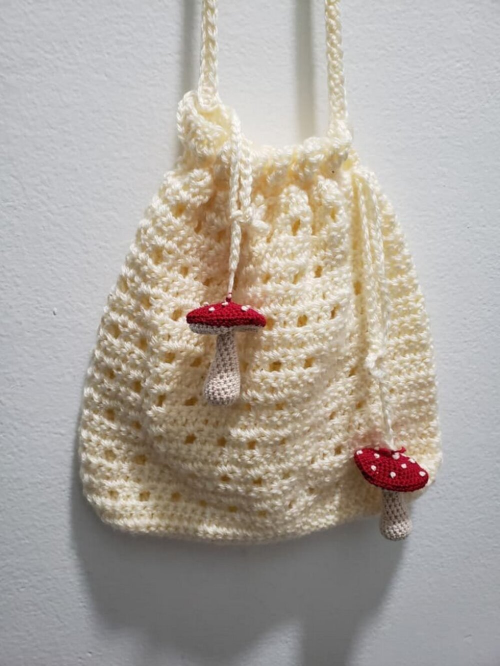 Handmade Crochet Bag Purse With Mushroom Boho Fall Forest